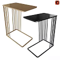 Modern Side Tables with Gold and Black Metal Frames and Sleek Tops