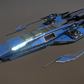 Futuristic Blue Sci-Fi Spaceship With Sleek Design Aerodynamic Wings And Illuminated Accents