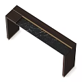 Modern Dark Wood Desk With Marble Top And Gold Accent Details