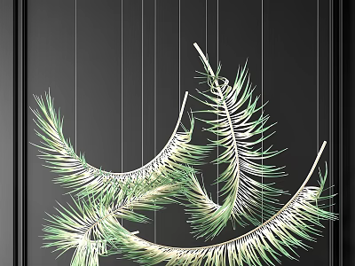 Elegant Modern Green Feather Chandelier With Leaf Design For Interior Decoration 3d model