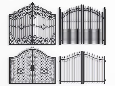 Iron Gates With Various Designs Intricate Patterns Arched Tops Sleek Lines And Spiked Details 3d model