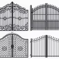 Iron Gates With Various Designs Intricate Patterns Arched Tops Sleek Lines And Spiked Details