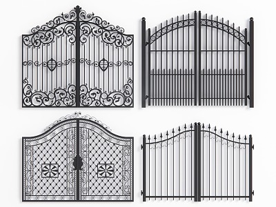 Wrought Iron Courtyard Door Modern Gate 3d model