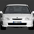 White Modern Compact Car With Sleek Exterior Design Alloy Wheels And Blue Headlights Front View