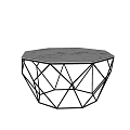 Modern Coffee Table With White Marble Top And Black Geometric Frame Structure 3d model