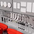 Modern Stylish Lighting Fixture Set With Red Black White Components Various Shapes And Parts