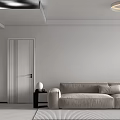 Bright Modern Minimalist Living And Dining Room Interior With Comfortable Soft Sofa And Elegant Decor