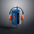 STUDI TREND Computer Compatible Portable Player With Blue Body Orange Earmuffs And Control Slot