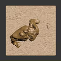 Golden Sculpture of Muscular Figure Carrying Another Person on Detailed Base