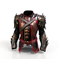 Decorative Armor With Leather Metal Material Red Black Design Spiked Shoulder Pads Diamond Shaped Patterns