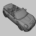 Yellow Mini Convertible Car With Open Top Black Wheels And Round Headlights