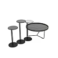 Modern Round Marble Dining Tables With Black Metal Legs And Natural Texture