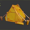 Kids Yellow Decorative Tent Furniture With Wooden Support Poles And Fabric Structure