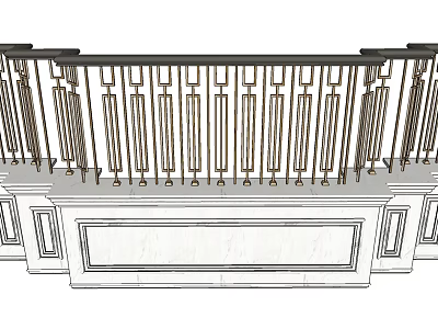 Ornate Metal Railing Components With Decorative Base 3d model