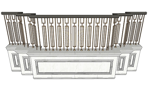 European-style component fence balcony guardrail 3d model