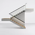 Modern Staircase Design With Wooden Treads Glass Handrail And Concrete Structure