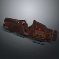 Detailed Sci Fi Mechanical Vehicle 3D Model Featuring Brown Body Red Emblem And Blue Base 3d model