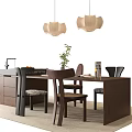 Middle Ancient Style Dining Table and Chair Island Table Dining Table and Chair 3d model