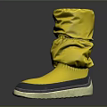 Yellow Boots With Gold Ruffled Upper And Gray Soles Stylish Design For Fashion