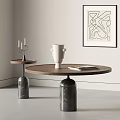 Prada Middle and Ancient Style Tea Table Combination of Silent Style Nordic Mother and Mother Coffee Table Solid Wood Coffee Table Luxury Stone Coffee Table 3d model