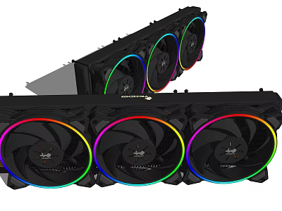High Performance RGB PC Cooling Fans With Black Frame And Colorful LED Light Rings 3d model