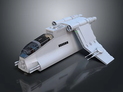 Futuristic White Spacecraft Design With Transparent Cockpit And Engines For Cosmic Exploration 3d model