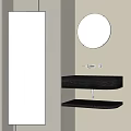 Sleek Modern Bathroom Washbasin With Wall Mounted Design And Round Mirror