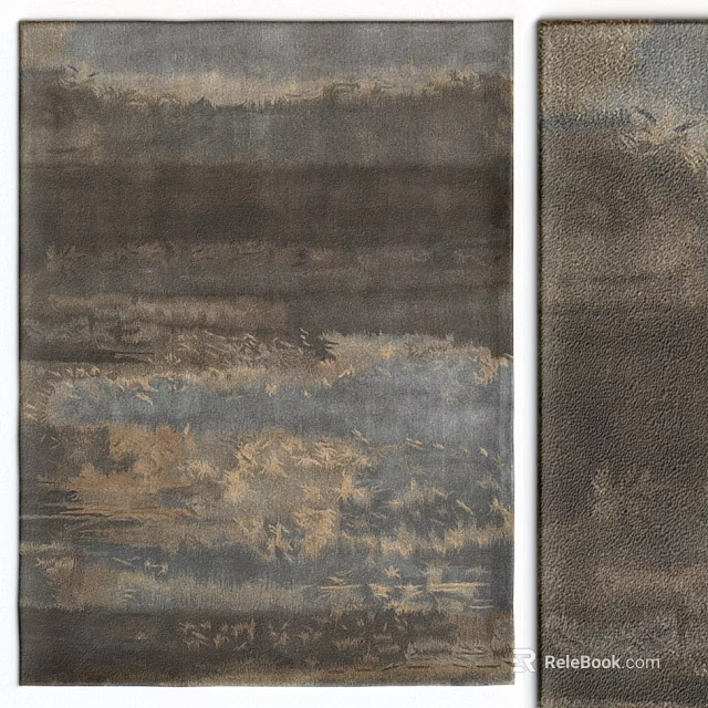 Abstract Design Square Rug With Dark Gray Brown Blue Tones And Textured Finish 3d model 