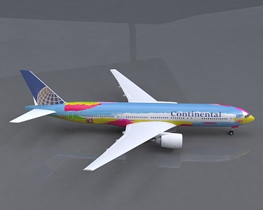 Modern Aircraft Continental Airlines Boeing Aircraft Simplified Edition 3d model