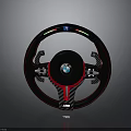 BMW Car Steering Wheel Featuring Carbon Fiber Red Accents And Sporty Design