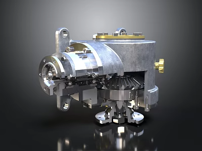 Precision Mechanical Equipment With Silver Housing Gold Components And Gear Mechanism 3d model