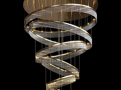 Modern Spiral Chandelier With Metal Frame And Glass Elements For Interior Lighting 3d model