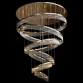 Modern Spiral Chandelier With Metal Frame And Glass Elements For Interior Lighting