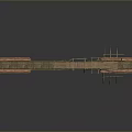 Detailed Architectural Bridge Model With Support Structures And Wooden Construction