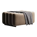 Modern Luxury Upholstered Sofa Stool With Multiple Fabric Choices And Cozy Decorative Throw Blanket