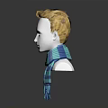 Blue And Green Striped Scarf With Fringes On Mannequin Head Display With Reflection