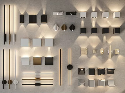 Various Modern Wall Lamps With Contemporary Designs And Different Colors For Home Decor 3d model