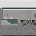Modern Dental Clinic Reception Space With Green Desk And Waiting Area Seating