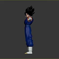 Anime Style 3D Character With Blue Outfit Orange Inner Shirt And Black Spiky Hair Standing