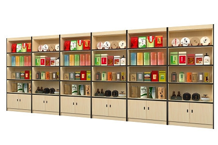 Shelf Display Cabinet Tea Cabinet Wooden Cabinet High Cabinet Tea Gift Box Canned Tea 3d model