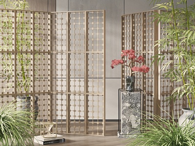 New Chinese-style screen partition 3d model