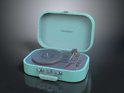 CROSLEY Portable Suitcase Style Turntable Light Blue Green Vintage Design Player 3d model