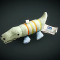 Light Green Crocodile Plush Toy With Orange Yellow Stripes And Blue Feet