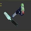 Modern Tactical Weapon Collection Featuring Pistol And Folding Knife With Metal Parts