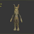 Anthropomorphic Character Creature with Rabbit Like Ears Gray Fur Brown Body and Red Glowing Chest