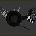 Unique Decorative Household Item With Black Circular Base Spikes And Metal Claw Design
