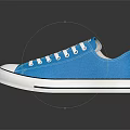 Blue Canvas Casual Sneakers with White Laces Soles Toe Caps and Label on Tongue