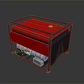 Red Electric Industrial Generator With Black Metal Frame And Wheeled Structure