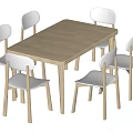 Kids Table With Six Light Colored Chairs Simple Design For Children 3d model