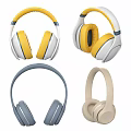 Modern Over-ear Headphones With Yellow White Blue Beige Colors And Comfortable Design